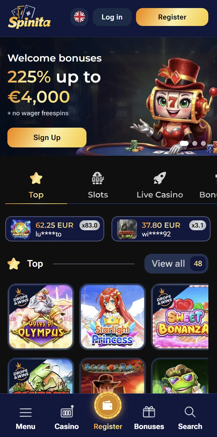 Spinita Casino App